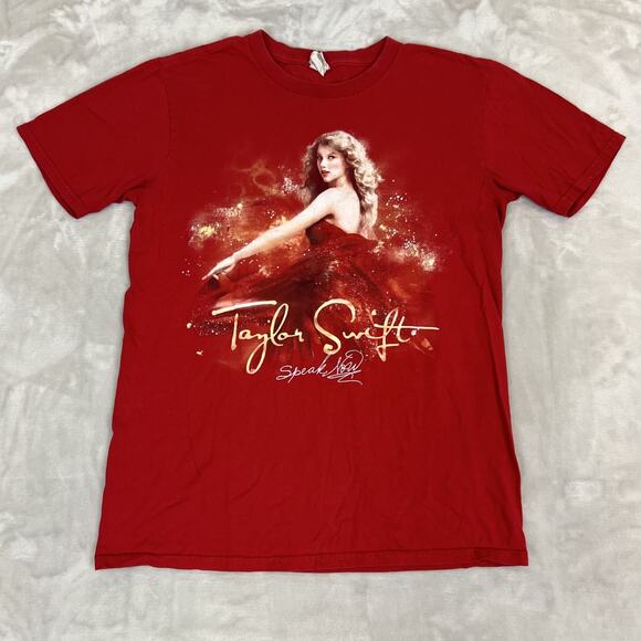 Taylor Swift Shirt Adult Small Red Speak Now 2011 Tour Concert Double Sided READ - Picture 1 of 13